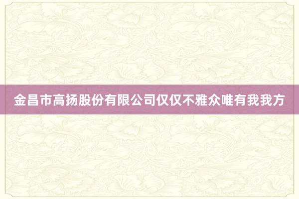 金昌市高扬股份有限公司仅仅不雅众唯有我我方