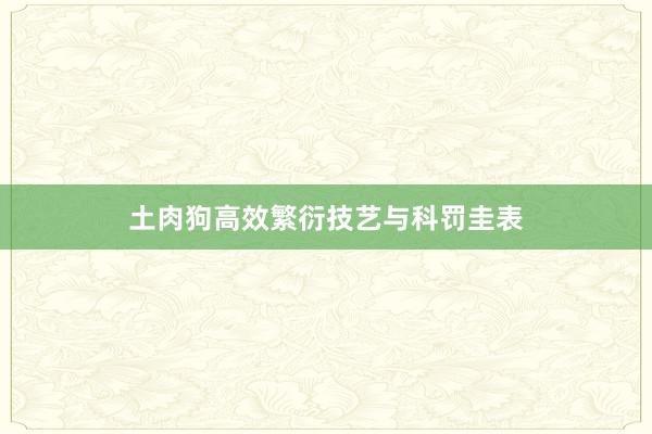 土肉狗高效繁衍技艺与科罚圭表